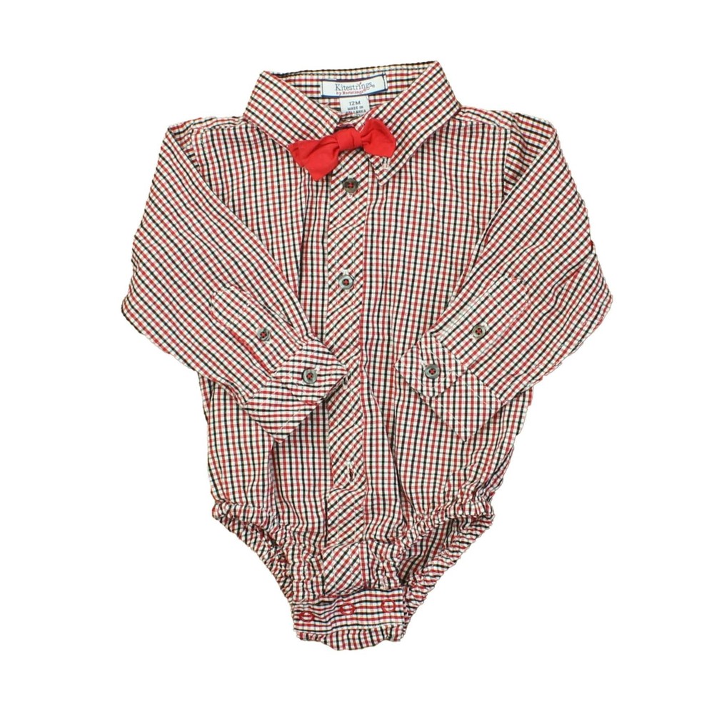 Hartstrings Boys Red | Blue | White Button Down Long Sleeve size: 12 Months